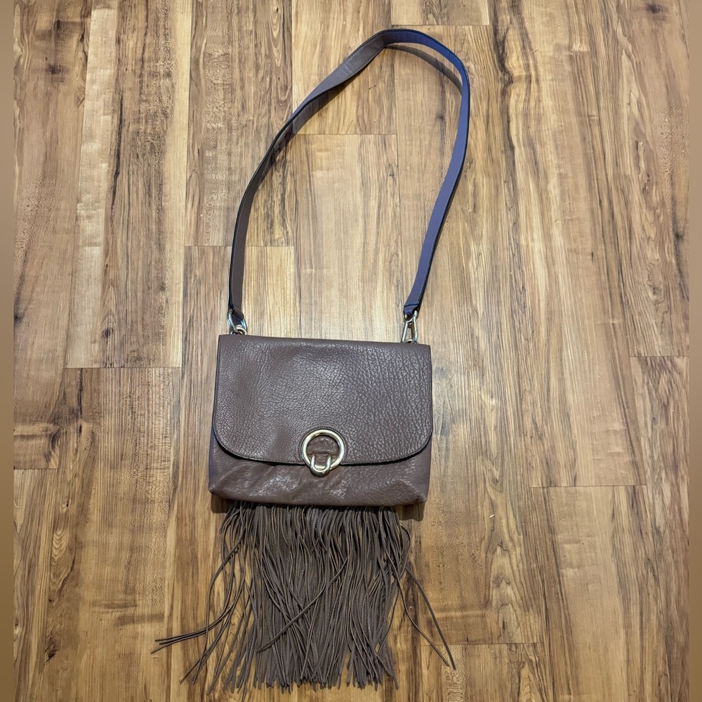 Rebecca Minkoff mauve crossbody with fringe